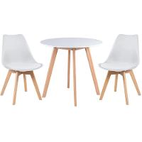 Conjunto Mesa Jantar Leda 80cm Branca + 2 Cadeiras Leda - Brancas - 1