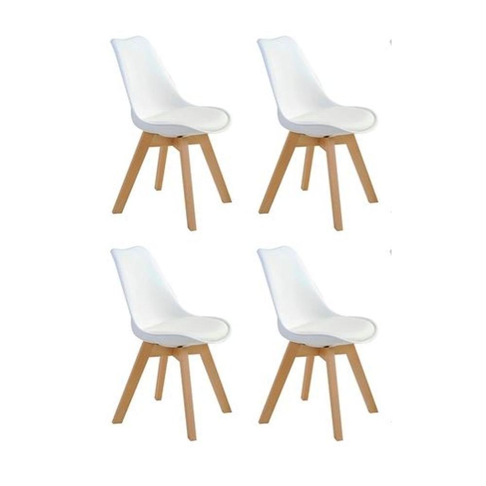 Conjunto Mesa Leda Branca 90 Cm + 4 Cadeiras Leda Brancas - 2