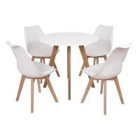 Conjunto Mesa Leda Branca 90 Cm + 4 Cadeiras Leda Brancas - 1