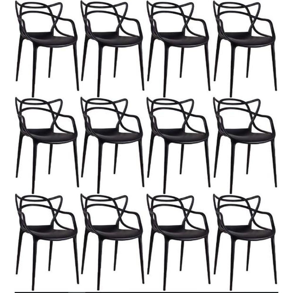 Kit - 12 X Cadeiras Masters Allegra - Preto - 1