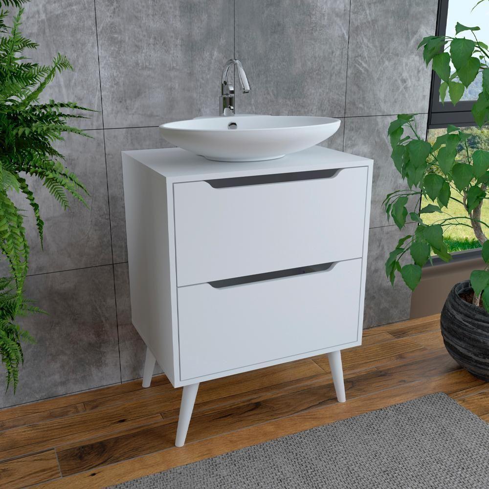 Gabinete Para Banheiro 60 Cm Com 2 Gavetas Bn3639 Branco Tecno Mobili Branco - 4