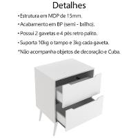 Gabinete Para Banheiro 60 Cm Com 2 Gavetas Bn3639 Branco Tecno Mobili Branco - 7
