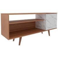 Rack Para Tv 42 Pol 136 Cm 1 Porta R1486 Amendoa Marmore Branco Tecno Mobili Amendoa Marmore Branco - 1