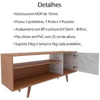 Rack Para Tv 42 Pol 136 Cm 1 Porta R1486 Amendoa Marmore Branco Tecno Mobili Amendoa Marmore Branco - 5