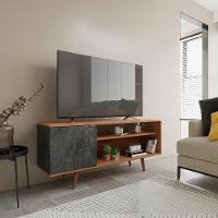 Rack Para Tv 42 Pol 136 Cm 1 Porta R1486 Amendoa Marmore Lunar Tecno Mobili Amendoa Marmore Lunar - 3