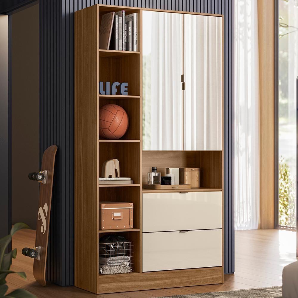 Armario Multi 2 Pt 2 Gv Com Espelho 21240 Amendola Off White Demobile Amendola Off White - 2