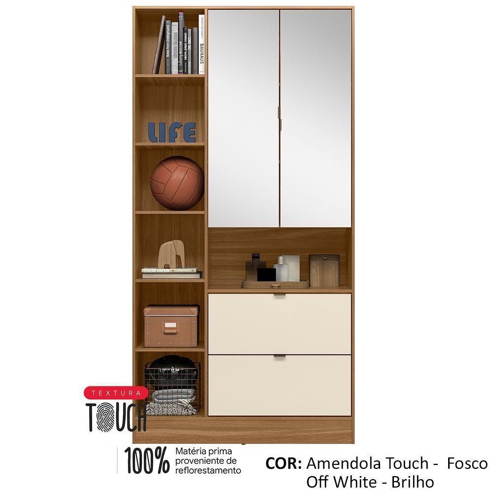 Armario Multi 2 Pt 2 Gv Com Espelho 21240 Amendola Off White Demobile Amendola Off White - 7