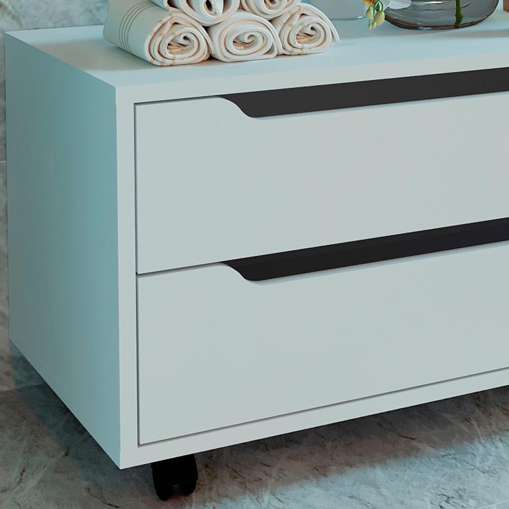 Balcao Gabinete Com 2 Gavetas E 4 Rodizios Bn3643 Branco Tecno Mobili Branco - 5