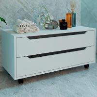 Balcao Gabinete Com 2 Gavetas E 4 Rodizios Bn3643 Branco Tecno Mobili Branco - 3