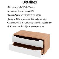 Balcao Gabinete Com 2 Gavetas E 4 Rodizios Bn3643 Amendoa Branco Tecno Mobili Amendoa Branco - 5