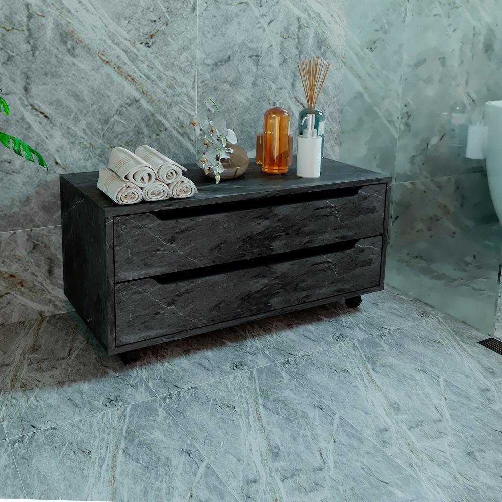 Balcao Gabinete Com 2 Gavetas E 4 Rodizios Bn3643 Marmore Lunar Tecno Mobili Marmore Lunar - 3