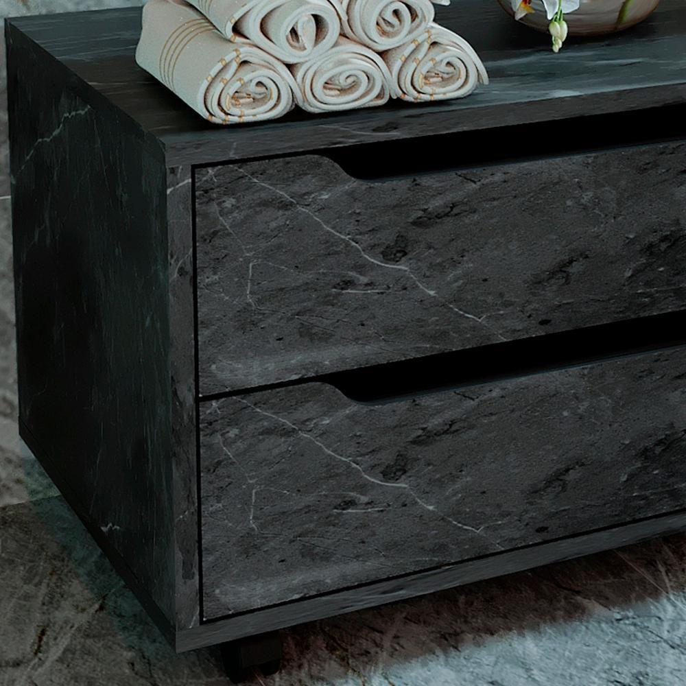 Balcao Gabinete Com 2 Gavetas E 4 Rodizios Bn3643 Marmore Lunar Tecno Mobili Marmore Lunar - 7