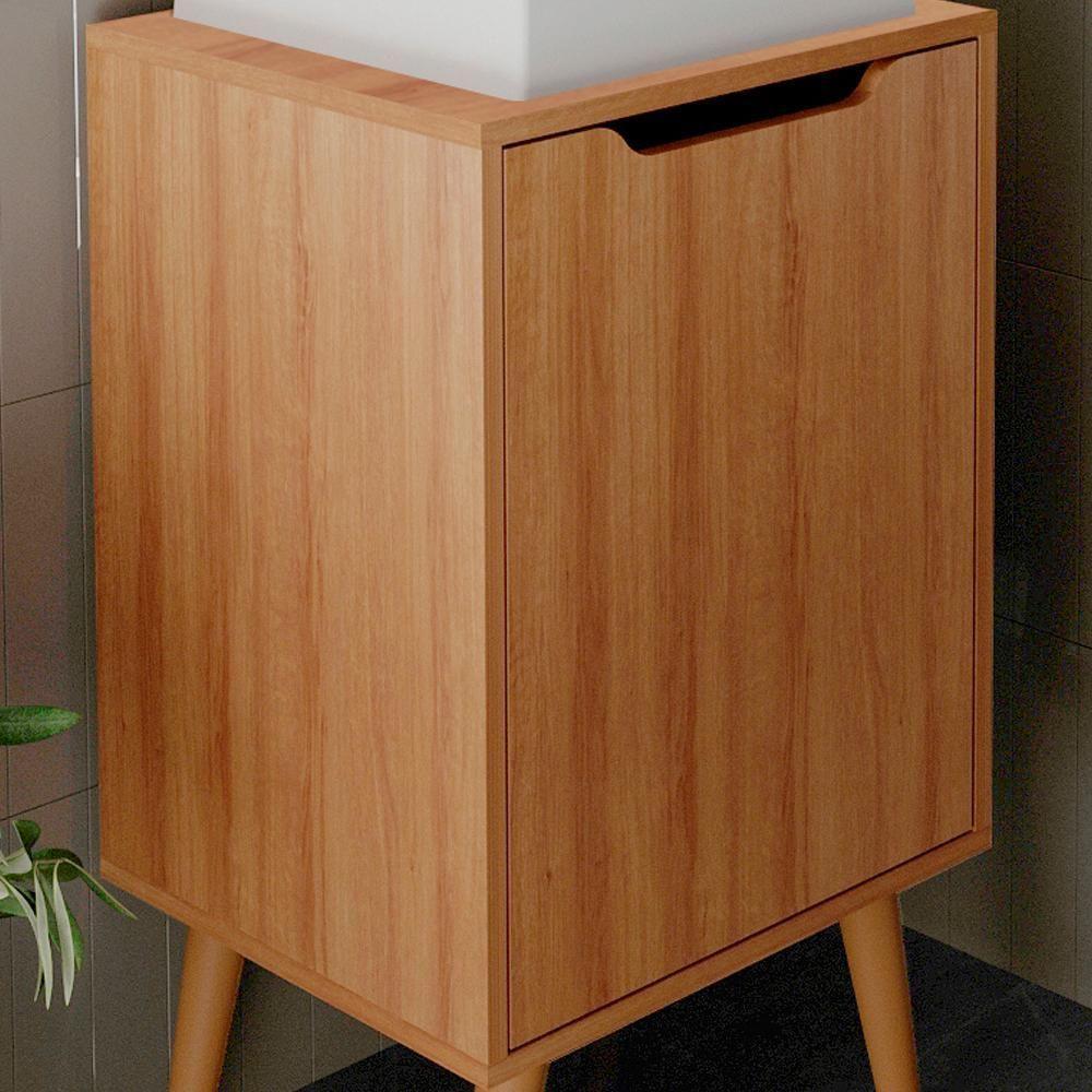 Gabinete Para Banheiro Pes Palito 1 Porta Bn3641 Amendoa Tecno Mobili Amendoa - 2