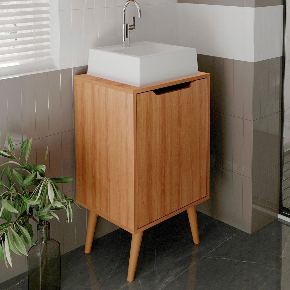 Gabinete Para Banheiro Pes Palito 1 Porta Bn3641 Amendoa Tecno Mobili Amendoa - 7