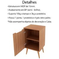 Gabinete Para Banheiro Pes Palito 1 Porta Bn3641 Amendoa Tecno Mobili Amendoa - 6