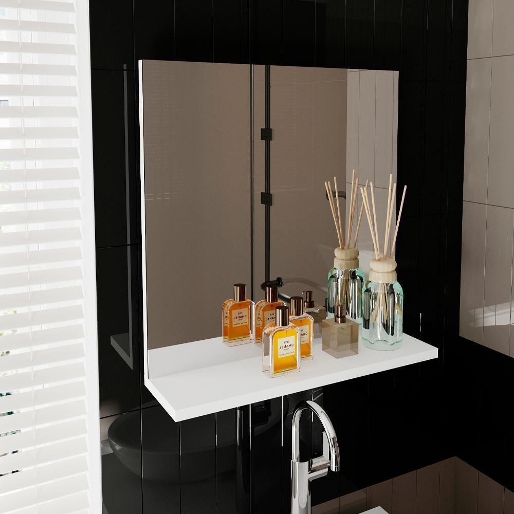 Espelheira Para Banheiro 1 Prateleira Bn3642 Branco Tecno Mobili Branco - 3