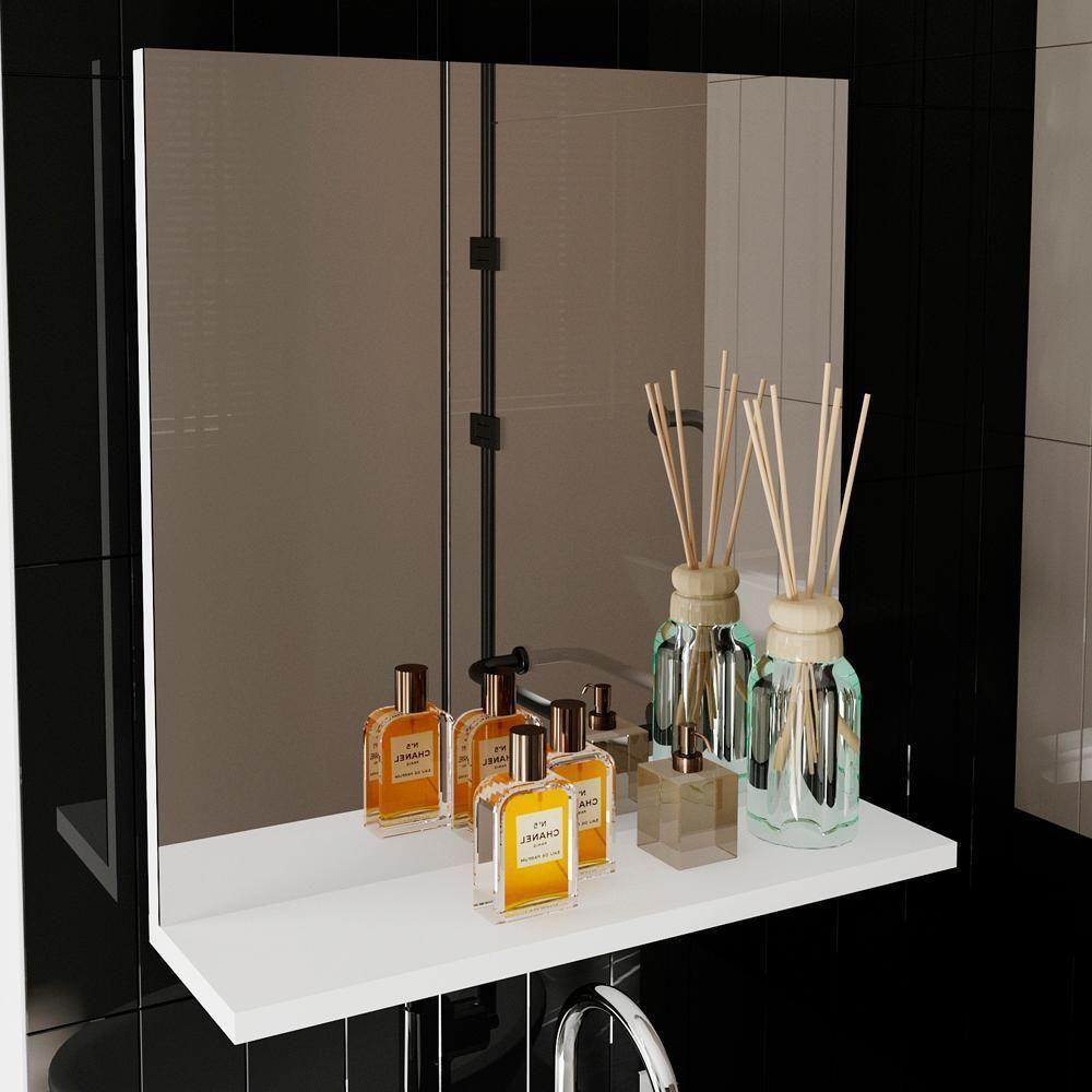 Espelheira Para Banheiro 1 Prateleira Bn3642 Branco Tecno Mobili Branco - 4