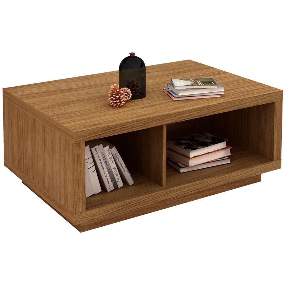 Mesa De Centro 89 Cm 2 Nichos Mc2232 Natural Tecno Mobili Natural - 1