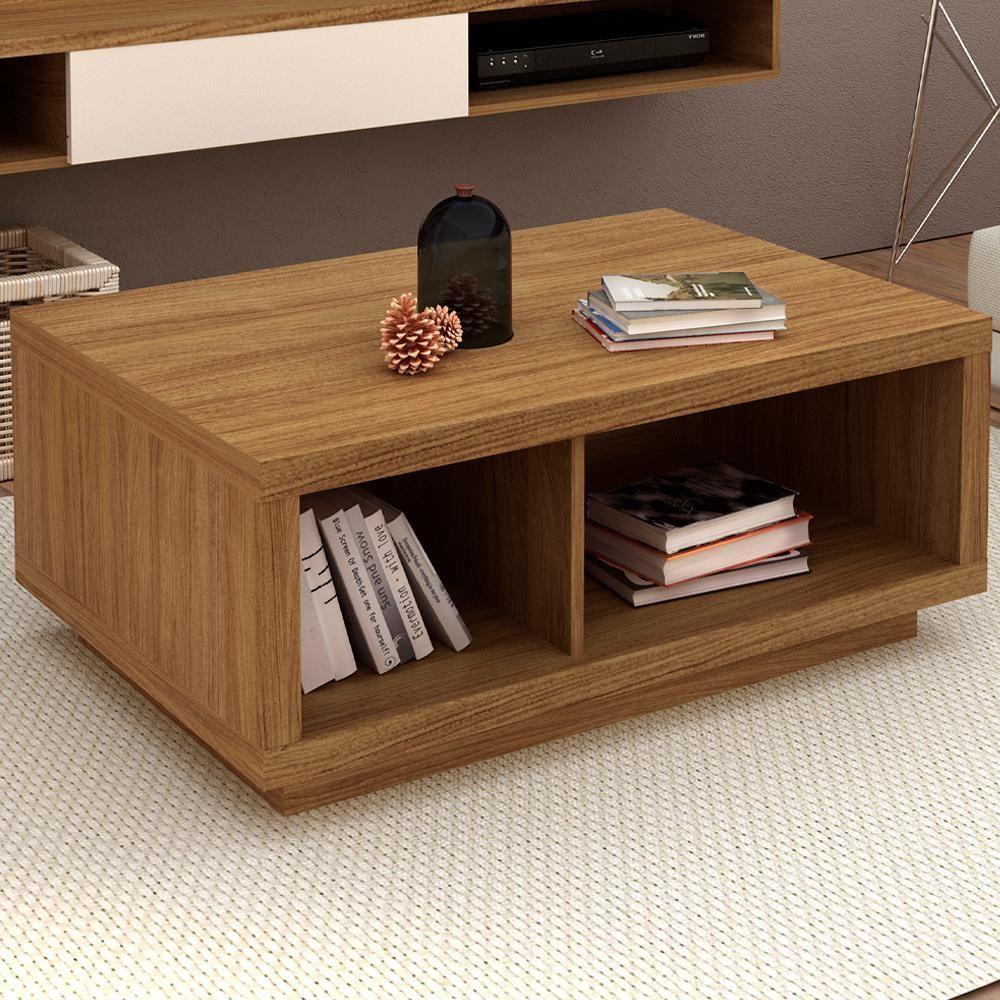 Mesa De Centro 89 Cm 2 Nichos Mc2232 Natural Tecno Mobili Natural - 3