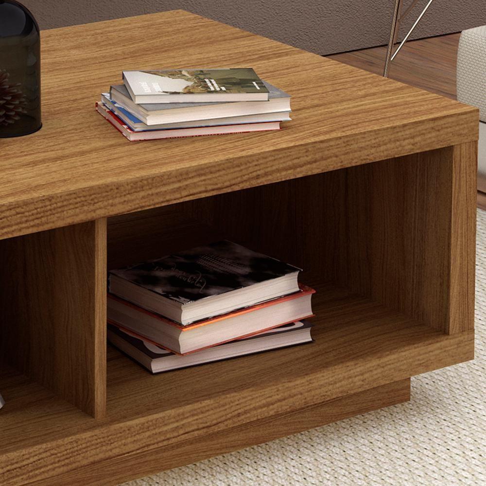 Mesa De Centro 89 Cm 2 Nichos Mc2232 Natural Tecno Mobili Natural - 7