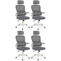Kit 4 Cadeiras De Escritório Executiva Viena Com Regulagem De Altura - Cinza - 1