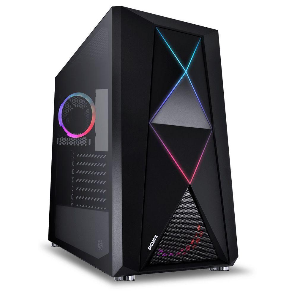 Gabinete Mid-tower Dimension Preto Com Led E Fan Traseiro Rgb - Lateral Em Vidro Temperado - Diptrgb1fcv - 1