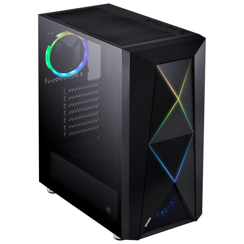 Gabinete Mid-tower Dimension Preto Com Led E Fan Traseiro Rgb - Lateral Em Vidro Temperado - Diptrgb1fcv - 3