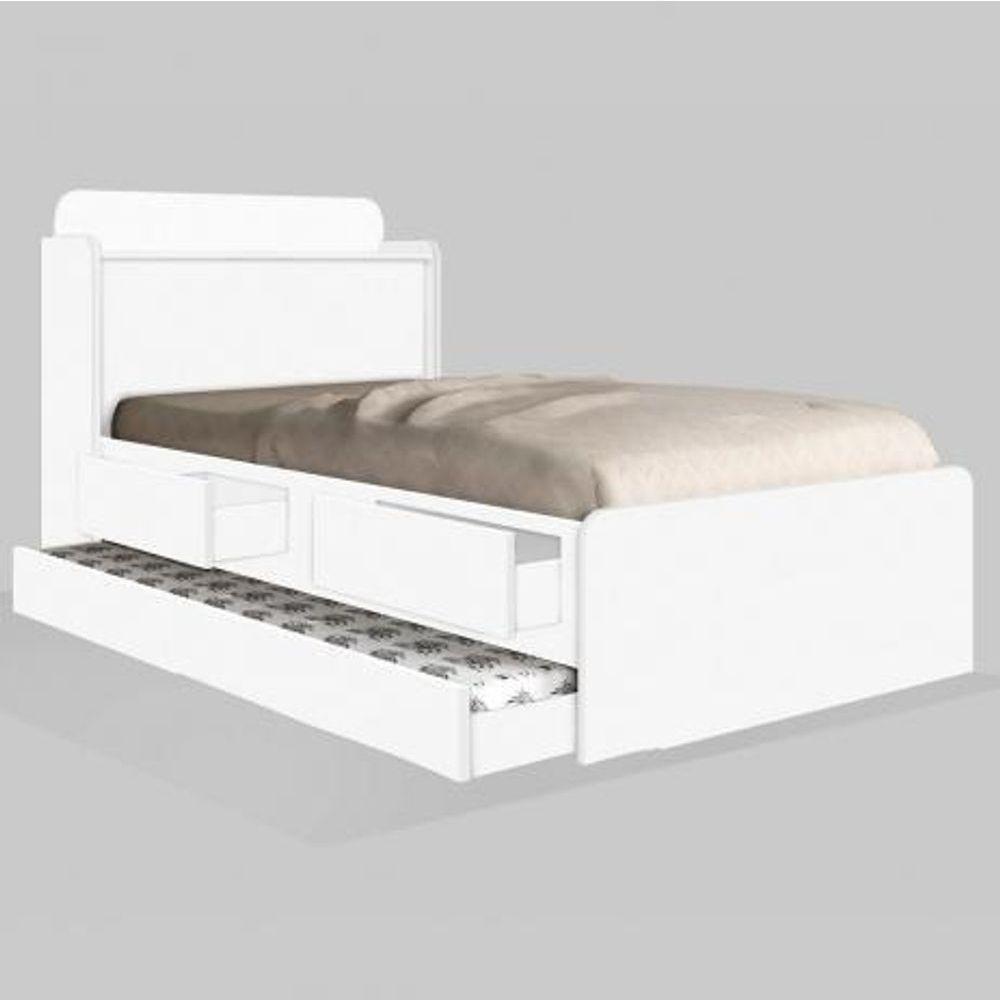 Cama Tamires Solteiro 0,88cm Com Auxiliar Branco - Cambel - 2