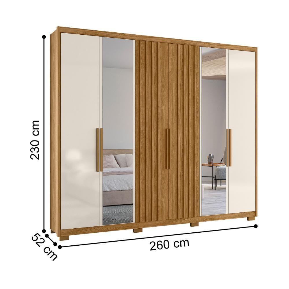 Roupeiro Ripado Com Espelho Meca Freijó Off White - 4