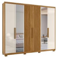 Roupeiro Ripado Com Espelho Meca Freijó Off White - 1