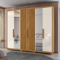 Roupeiro Ripado Com Espelho Meca Freijó Off White - 2