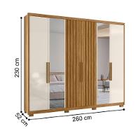 Roupeiro Ripado Com Espelho Meca Freijó Off White - 4