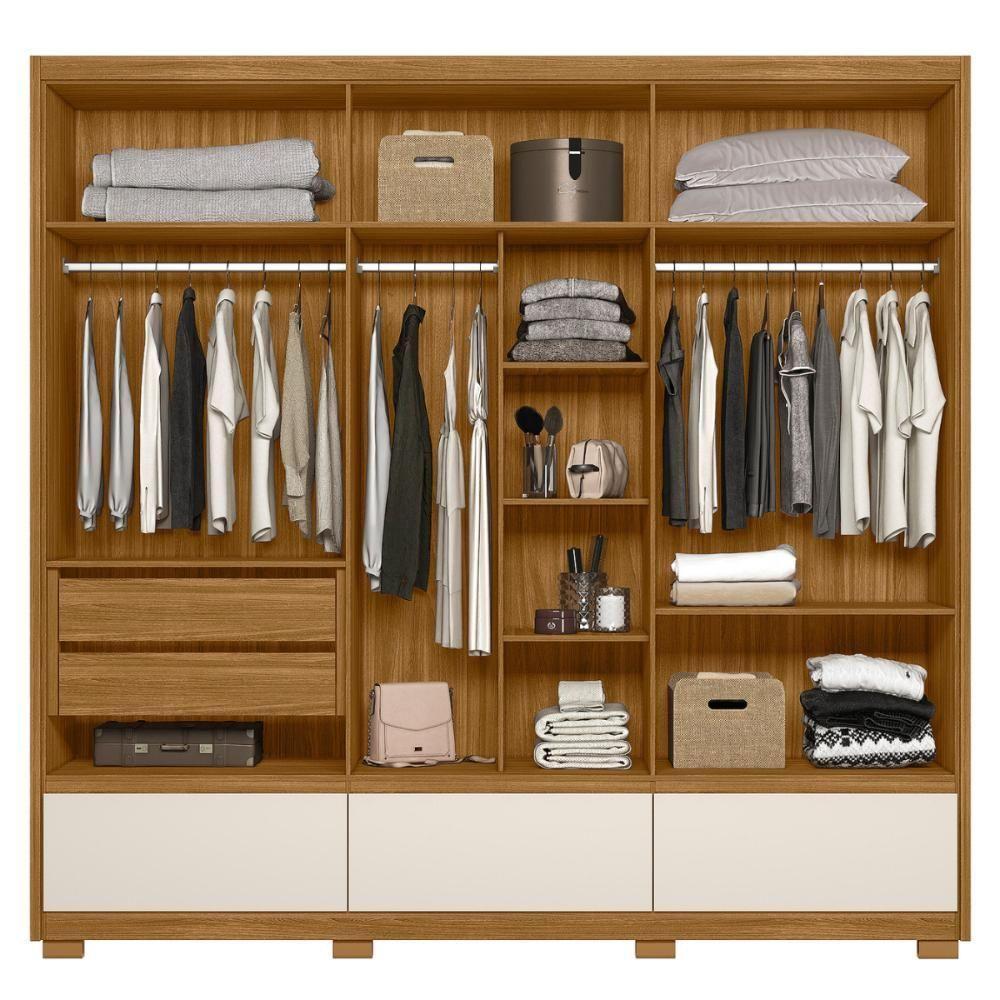 Roupeiro Ripado Com Espelho Moscou Freijó Off White - 3