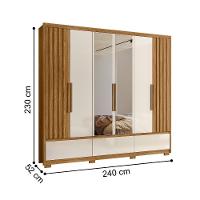 Roupeiro Ripado Com Espelho Moscou Freijó Off White - 4