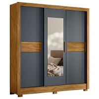 Roupeiro De Casal Com Espelho Doha Freijó Cinza - 1