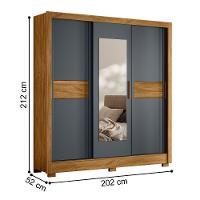 Roupeiro De Casal Com Espelho Doha Freijó Cinza - 4