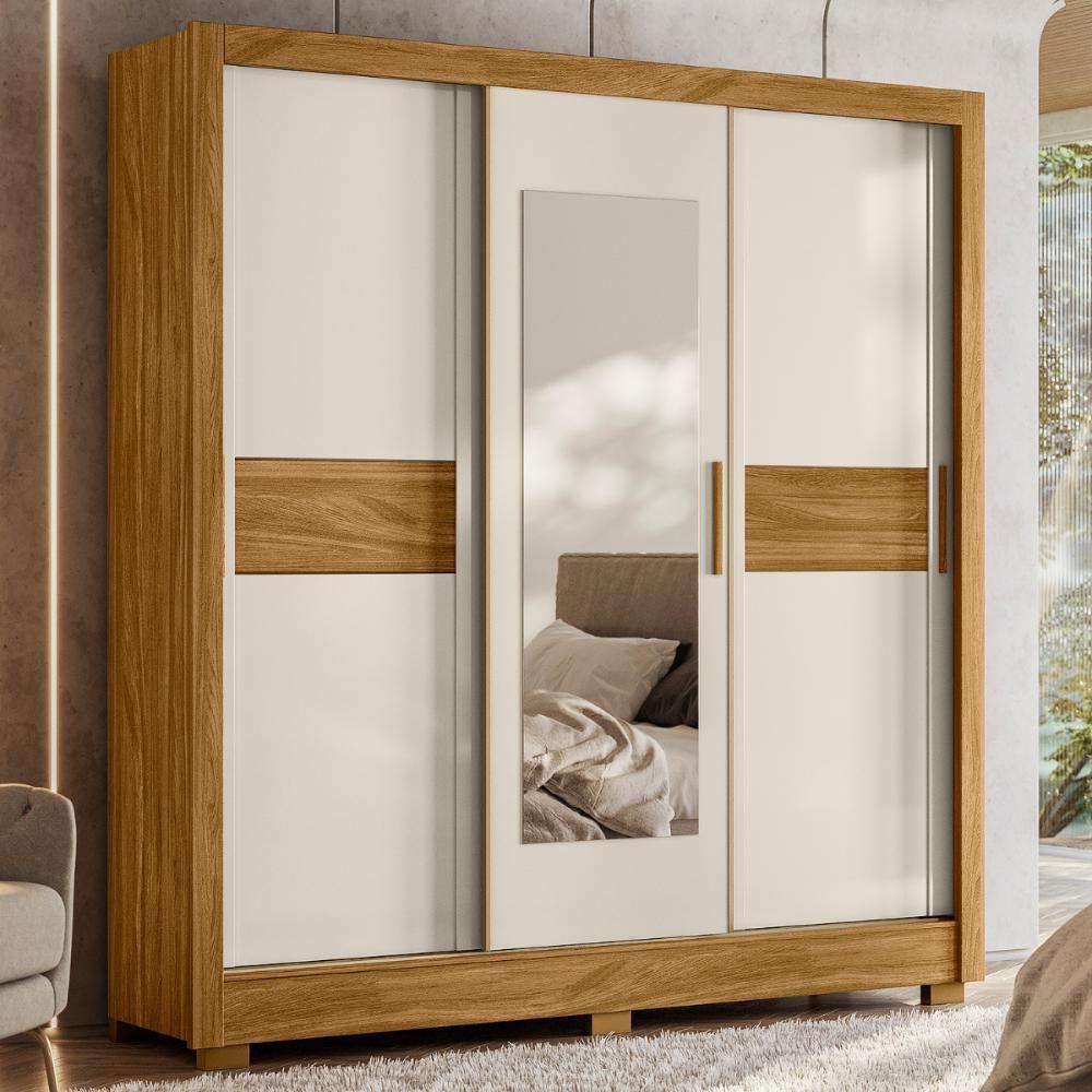 Roupeiro De Casal Com Espelho Doha Freijó Off White - 3