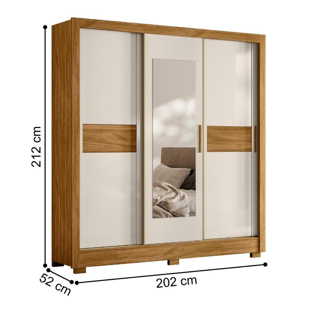 Roupeiro De Casal Com Espelho Doha Freijó Off White - 4