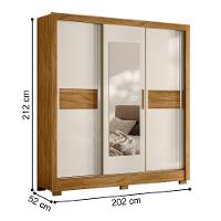 Roupeiro De Casal Com Espelho Doha Freijó Off White - 4