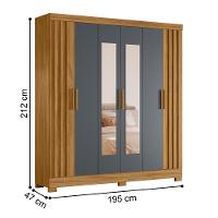 Roupeiro Fresado Com Espelho Lagos Freijó Cinza - 4