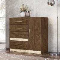 Cômoda E Roupeiro Com Espelho Cairo Castanho Wood - 2