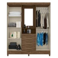 Cômoda E Roupeiro Com Espelho Cairo Castanho Wood - 3
