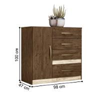 Cômoda E Roupeiro Com Espelho Cairo Castanho Wood - 5