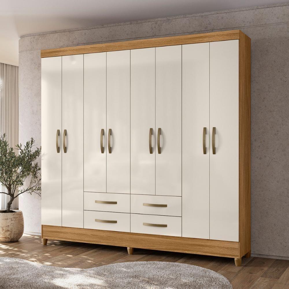 Guarda Roupa 4 Gavetas 8 Portas Orlando Freijó Off White - 4