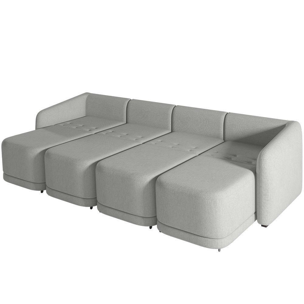 Sofá Cama Para Sala De Estar 4 Lugares 356cm Montserrat K01 Linho Cinza - Lyam Decor - 6