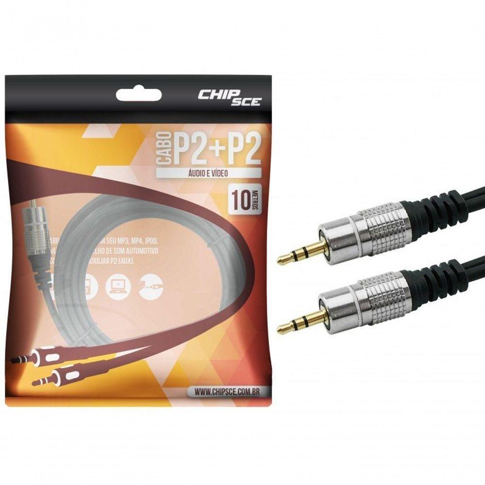 Cabo P2 Fitz - P2 + P2 Estereo Plug Metal - 10m - 1