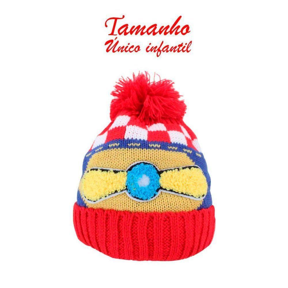 Touca Gorro Infantil Vermelha Aviador Colorida Tamanho único - 2
