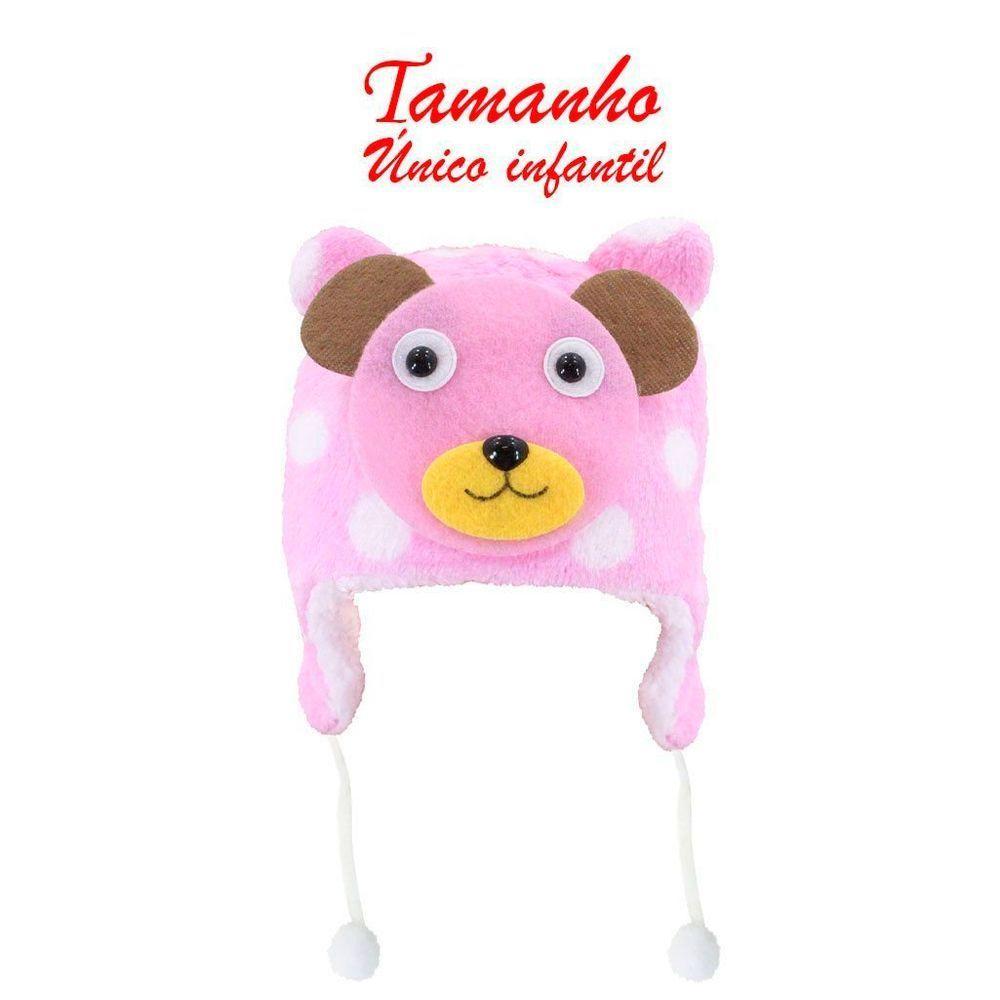 Touca Gorro Infantil Rosa Urso Tamanho único - 2