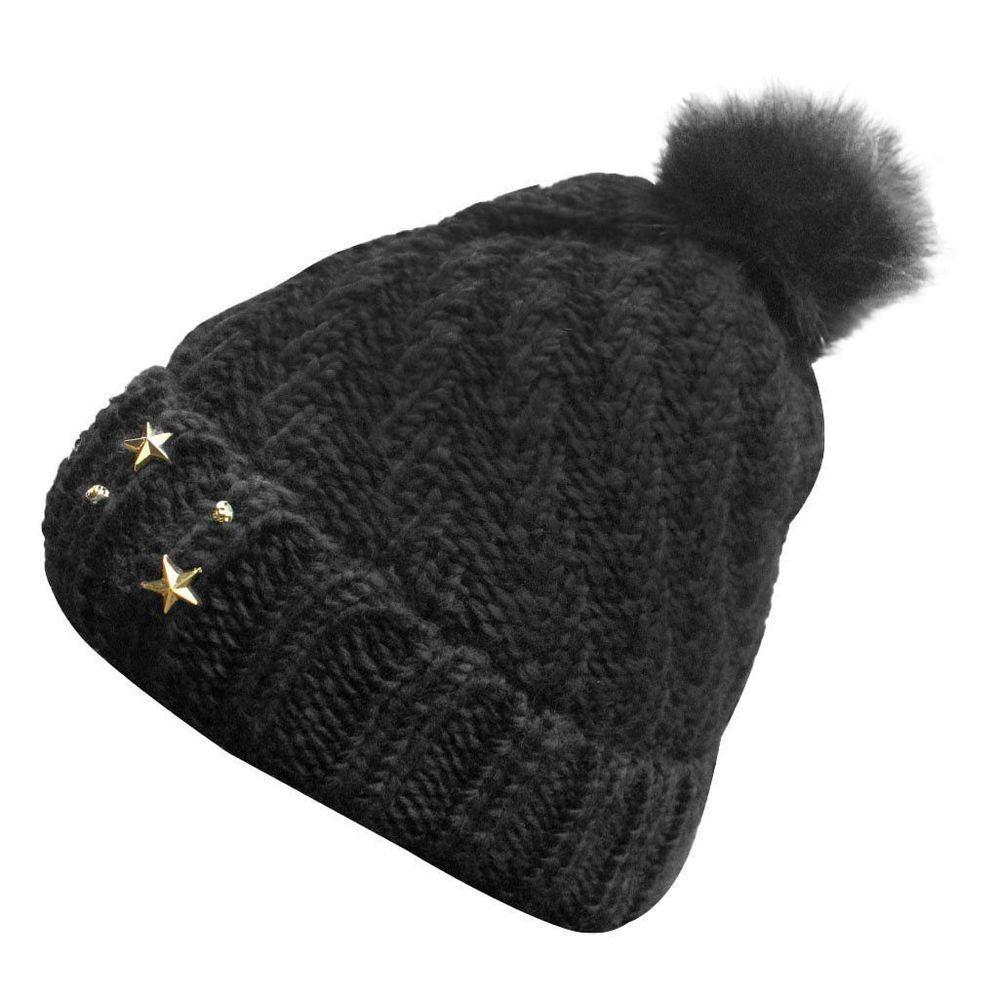 Touca Gorro Adulto Preta Pompom Tamanho único - 1