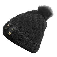 Touca Gorro Adulto Preta Pompom Tamanho único - 1